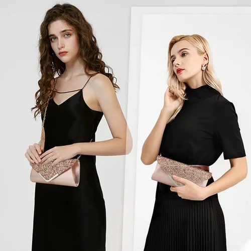 Miniatura 6 de jessie Bolso de mano para mujer, bolso de noche con purpurina brillante para bodas y fiestas