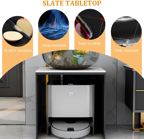 Miniatura 3 de Estante de almacenamiento para robot de barrido con mesa de pizarra, estante de almacenamiento para sala de estar, gabinete oculto al aspirador