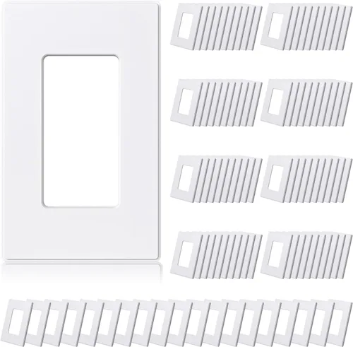 Miniatura 10 de ELEGRP Placas de pared decorativas sin tornillos de 1 gang, tamaño estándar, cubierta de placa frontal termoplástica irrompible para interruptor