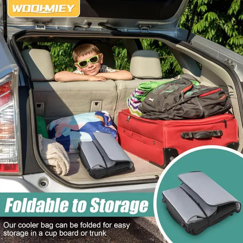 Miniatura 5 de Bolsa térmica eléctrica portátil de 15 L, bolsa de forro impermeable para automóvil, enfriador de viaje termoeléctrico de lado suave con correa