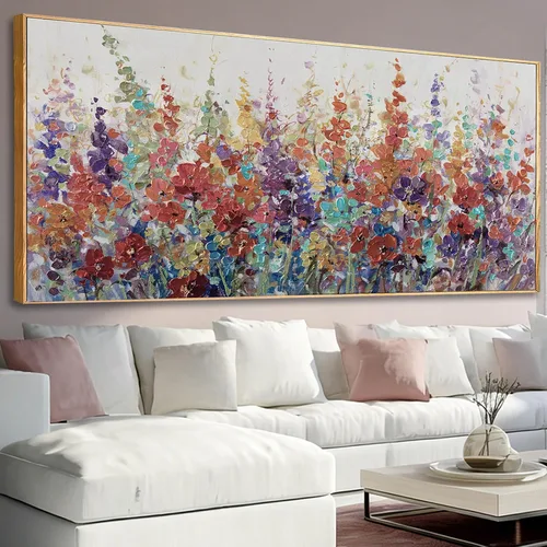 Miniatura 12 de XIANSHOU Arte de pared rosa y dorado con textura de flores para dormitorio, sala de estar, oficina, habitación de niñas, decoración de pared, 29 x