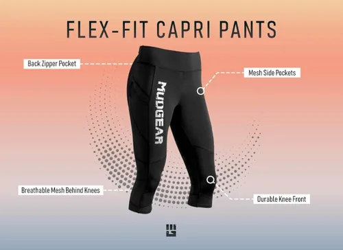 Miniatura 6 de MudGear Capri Flex-Fit - Leggings de compresión de cintura alta con bolsillos para mujer
