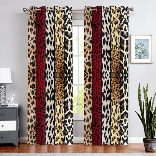 Miniatura 24 de Cortina opaca con estampado de animales salvajes, para oscurecer la habitación, con aislamiento térmico, con ojales para sala, comedor, dormitorio