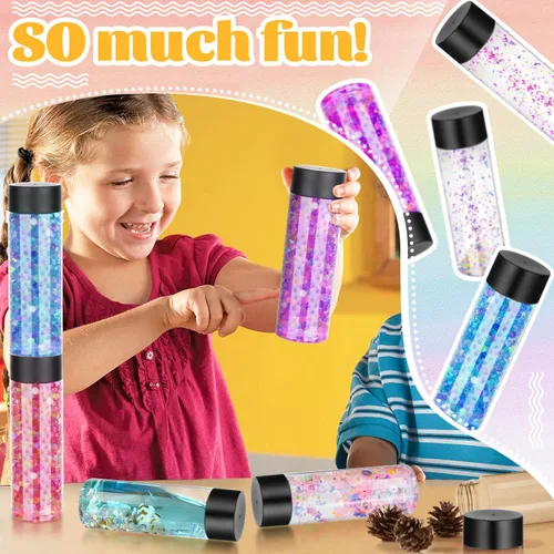 Miniatura 4 de DI QIU REN Paquete de 16 botellas de plástico transparente, botellas sensoriales vacías con tapas, botellas de jugo reutilizables, recipientes
