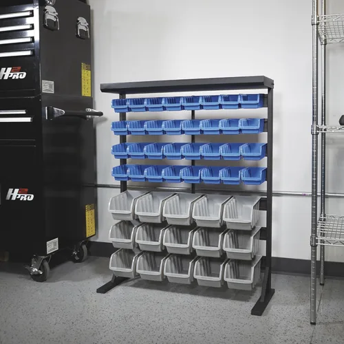 Miniatura 8 de Strongway Unidad de almacenamiento a granel de un solo lado con 47 contenedores surtidos, 36 1/2 pulgadas de ancho x 14 pulgadas de profundidad x 46
