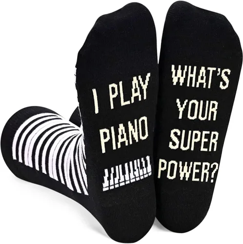 sockfun Calcetines divertidos, regalos musicales, regalos de piano para mujeres, hombres y adolescentes, regalos para pianistas, amantes del piano,