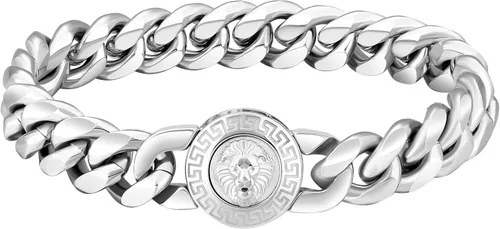 Miniatura 12 de KRKC&CO - Pulsera de eslabones cubanos de 12/0.551 in para hombre, chapada en oro de 18 quilates, cruz, brújula, calaveras redondas, cierre tallado