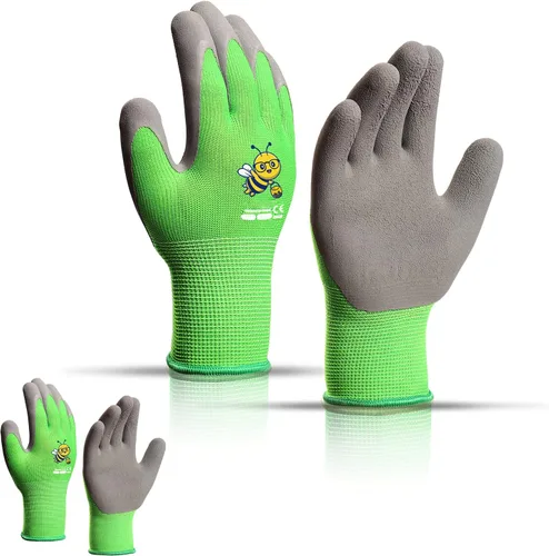 Miniatura 20 de KDK Guantes de jardinería para niños de 3 a 5 años, guantes de trabajo de patio para niños pequeños, jóvenes, niñas, niños, guantes de goma