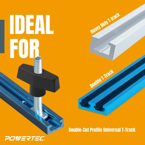 Miniatura 2 de POWERTEC 71174V Kit de perilla de riel en T, pernos y arandelas roscados 5/16-18, juego de 46 piezas, pernos de riel en T, accesorios de riel en T