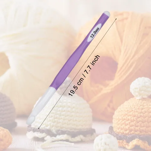 Miniatura 2 de QLRFFLJOY - Aguja de ganchillo larga de gran tamaño, mango de goma, 0.472 in, gancho de ganchillo, herramientas de tejido de hilo para tejer mantas