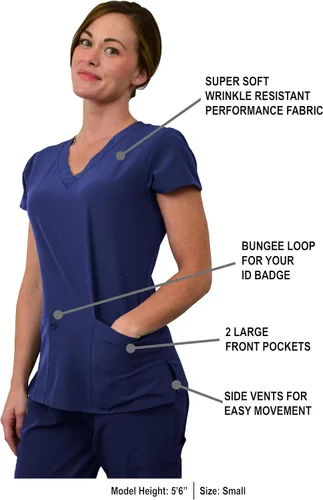 Miniatura 2 de Green Town Conjunto médico de enfermería GT 4FLEX para mujer, camiseta y pantalón, colores sólidos y estampados