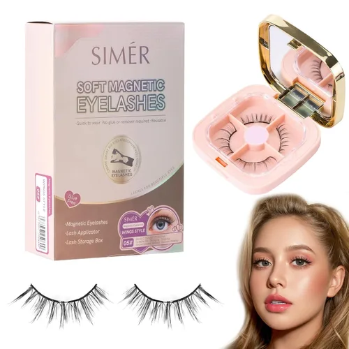 Miniatura 16 de SIMER Pestañas magnéticas duales, suaves de 0.315 a 0.511 pulgadas, pestañas postizas esponjosas, aspecto natural, 4D, extensión de pestañas de ojo