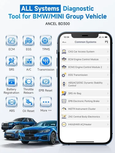 Miniatura 3 de ANCEL Escáner Bluetooth OBD2 BD300, lector de código de sistema completo y herramienta de diagnóstico para BMW con servicio de registro de batería