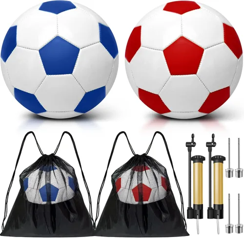 Miniatura 11 de Paquete de 2 pelotas de fútbol desinfladas con bomba para regalos de Navidad de 4 a 14 años, tamaño 3, tamaño 4, 5 artículos, ofertas a granel