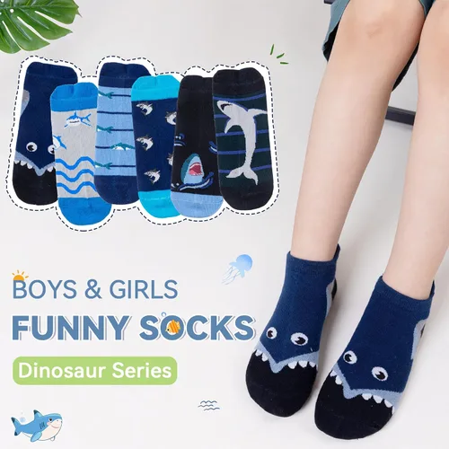 Miniatura 6 de Eyean Calcetines tobilleros de algodón para niños, diseño de animales, suaves, antideslizantes, para niños y niñas, calcetines invisibles, 6 pares