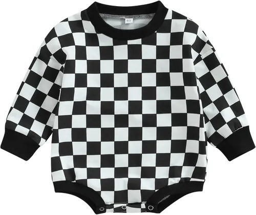 Miniatura 22 de Karuedoo Sudadera a cuadros para bebé niño y niña, mameluco de gran tamaño, manga larga, con burbujas, ropa neutra para otoño