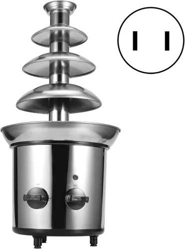 Miniatura 9 de Luqeeg Fuente de fondue de chocolate, máquina eléctrica de fuente de chocolate de 4 capas, máquina de fusión de chocolate de acero inoxidable, torre