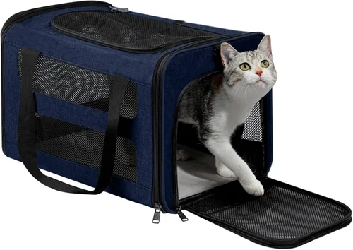 Miniatura 11 de Bolsa de viaje para gatos de lados suaves para gatos medianos a grandes de más de 15 libras, jaula transportadora para perros pequeños, entrada Rosa