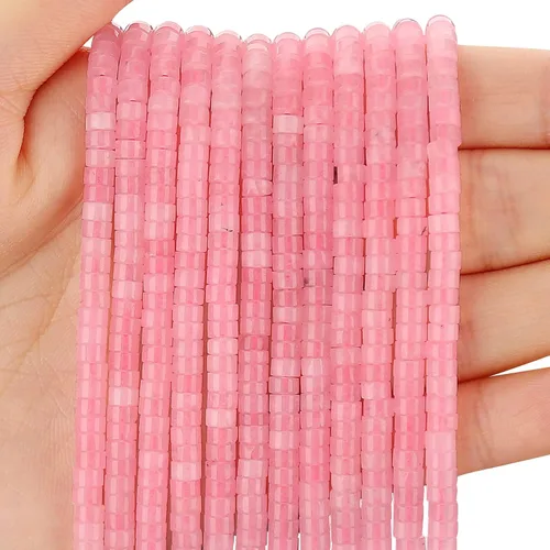 Miniatura 18 de BONNY BOXX 150 piezas de cuentas espaciadoras de jade blanco natural, cuentas sueltas semipreciosas planas redondas de jade heishi para hacer joyas