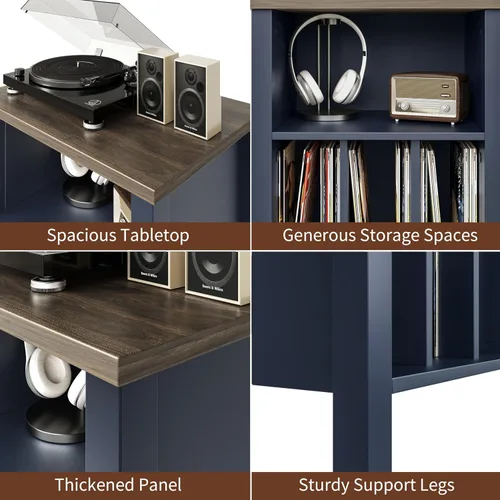 Miniatura 5 de LIDYUK Soporte para tocadiscos, mesa auxiliar de almacenamiento de discos de vinilo con estante de exhibición con capacidad para hasta 130 álbumes