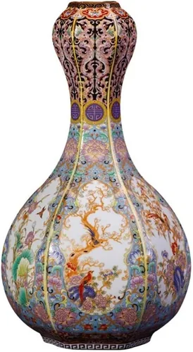 Jarrón de cerámica chino, arte hecho a mano antiguo oriental tradicional porcelana florero de botella de porcelana decoración del hogar, decoración