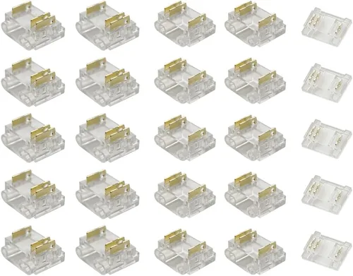 Miniatura 7 de Conector de tira LED de 3 pines, kit sin soldadura CCT COB de 0.394 in, paquete de 25 Juntas de tira a tira y tira a cable, para cables 22 AWG, se