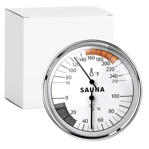 Miniatura 8 de Termómetro de sauna Fahrenheit e higrómetro, medidor de higrotermógrafo de metal mecánico 2 en 1, accesorios de sauna, monitor preciso