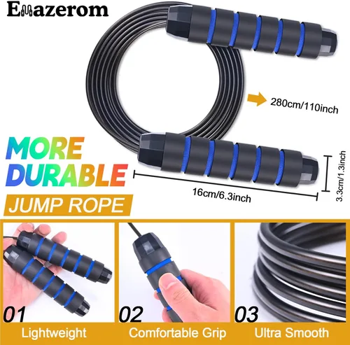 Miniatura 2 de Jump Rope for Women Men Kids, Adjustable Skipping Rope with Ball Bearings, Professional Jumping Rope with Foam Handles, Tangle-Free Rapid Speed Jump