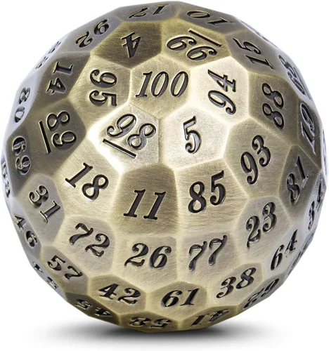 Miniatura 4 de DNDND Dado de metal D100 antiguo de cobre, dado poliédrico de 100 lados de 50mm con estuche de metal y bolsa de terciopelo