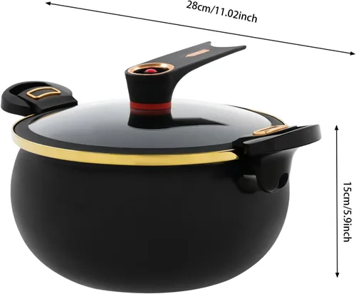 Miniatura 5 de PERFERATE Olla a presión micro de 8.45 cuartos de galón con válvula automática de liberación de presión, olla redonda antiadherente olla a fuego
