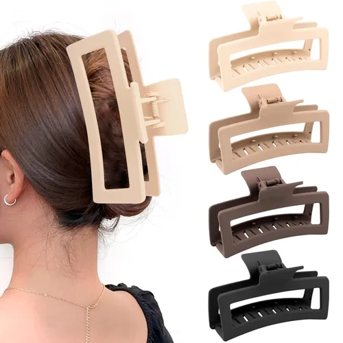 Miniatura 16 de ZYTJ Pinzas de garra negras extra grandes de 5 pulgadas para cabello grueso y largo, paquete de 4 clips de garra extra grandes, pinzas rectangulares