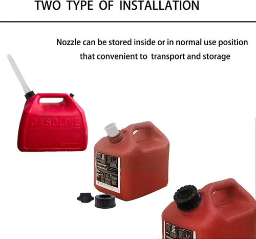 Miniatura 3 de Boquillas de repuesto para bidones de gasolina con diseño mejorado, junta, boquilla de vertido flexible con tapa de ventilación para bidones