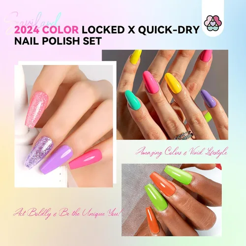 Miniatura 4 de SAVILAND Juego de esmaltes de uñas: esmalte de uñas de secado rápido, 20+3 piezas de esmalte de uñas regulares con purpurina verde neón brillante