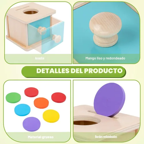 Miniatura 4 de Adena Montessori Juguetes Montessori para bebés y niños pequeños Caja de Monedas para bebés de 6-12 meses, 1 año, 2 años