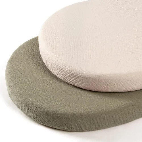 Miniatura 28 de lulumoon Sábanas de muselina para moisés para bebé: sábanas ajustables suaves para moisés de cabecera para niños y niñas Oliva y Crema
