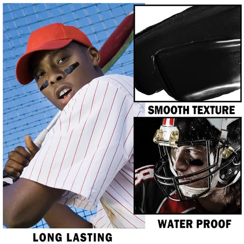 Miniatura 3 de CAHIUYOA 3 unidades de palo negro para ojos deportivos, fútbol, béisbol, sóftbol, pintura corporal para atletas, deportes, payaso, maquillaje
