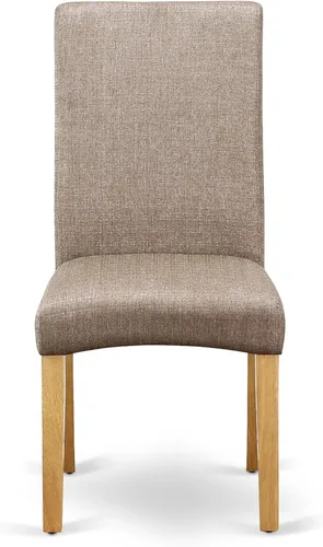 Miniatura 5 de East West Furniture AMDR3-OAK-16 - Juego de mesa de comedor de 3 piezas contiene una mesa de cocina redonda con pedestal y 2 sillas de comedor