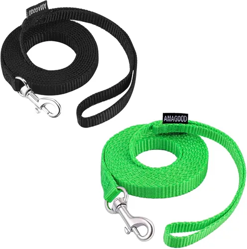 Miniatura 22 de AMAGOOD 6 pies de correas para cachorros/perros, correa de estilo tradicional resistente con gancho de cuello fácil de usar, correa para perros Negro