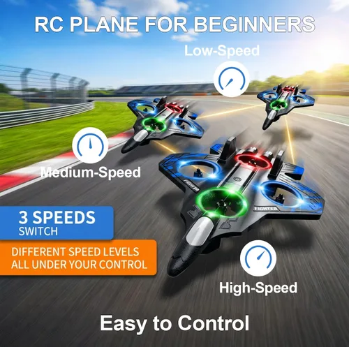 Miniatura 3 de Aviones de control remoto de espuma, avión RC con luz, avión de combate a control remoto, giro de 360°, rollo de acrobacias, avión dron
