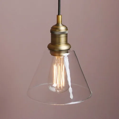 Miniatura 9 de Yosoan Lámpara colgante Edison vintage de 1 luz, mini embudo acampanado de vidrio transparente para cocina, baño, porche, sala de estar, comedor