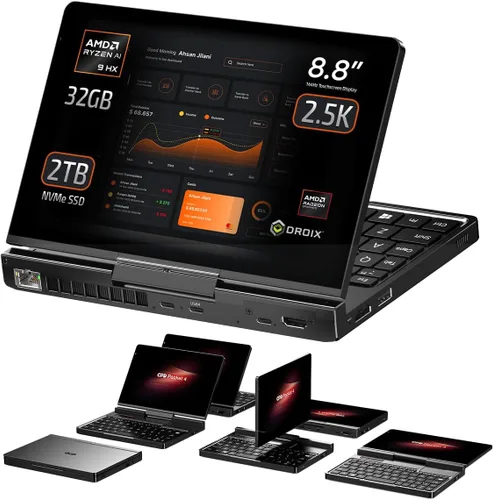 Miniatura 11 de GPD Bolsillo 4: Mini portátil con CPU AMD Ryzen 7 8840U, GPU Radeon 780M, RAM LPDDR5X de 16 GB, SSD PCIe Gen4 de 1 TB, pantalla de 8.8 pulgadas 2.5K