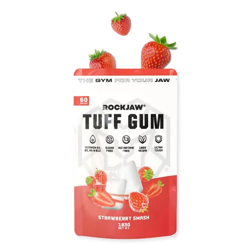 ROCKJAW® Tuff Gum | Chicle ultra duro para una mandíbula más afilada | Vitamina B3, B5, B6 y B12 | 1350 mg de xilitol | Sin azúcar | Sin aspartamo |
