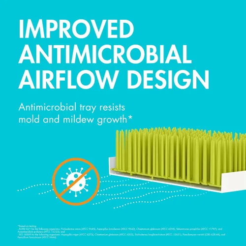 Miniatura 3 de Boon Lawn Estante de secado para biberones para encimera con bandeja antimicrobiana, color verde primavera, estante para biberones y organizador