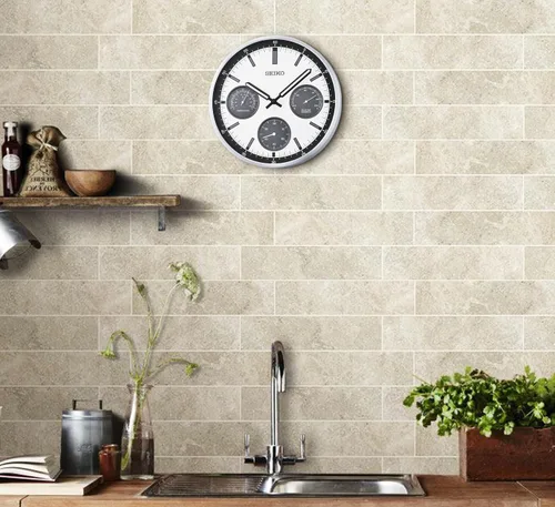 Miniatura 5 de SEIKO QXA823SLH Reloj de pared estilo cronógrafo, plata, 13 pulgadas