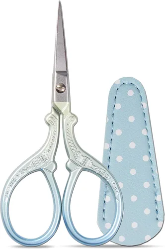 Set de tijeras de bordado Hisuper con fundas de cuero para costura, manualidades, obras de arte, enhebrado, bordado, herramientas DIY para modista,