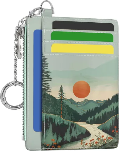 Miniatura 49 de Hancynir Cartera delgada para mujer con soporte para tarjetas de crédito RFID, pequeña mini funda para tarjetas con bolsillo frontal de PU, cartera