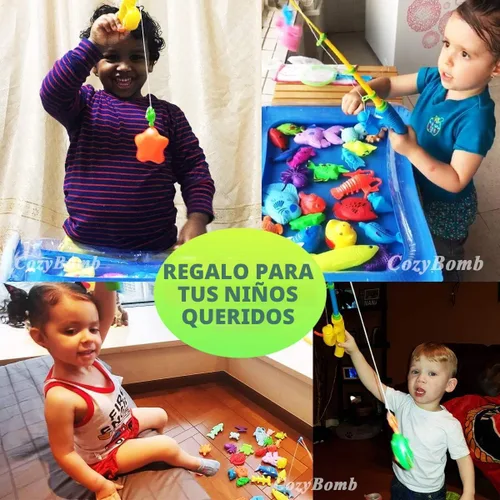 Miniatura 8 de CozyBomB™ - Juego de juguetes magnéticos de pesca para niños Juego de mesa de agua, bañera, piscina para niños, caña de pescar, red, peces