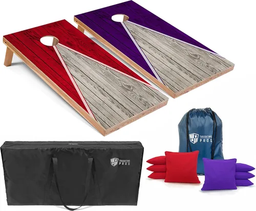 Miniatura 28 de Tailgating Pros Juego de tablero de Cornhole ligero con diseño piramidal con bolsas de frijoles y estuche de transporte, juego de cornhole