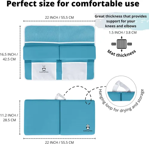 Miniatura 6 de Juego de 2 almohadillas de baño para rodillas y coderas, juego de 2 alfombrillas de baño para bebé, almohadilla antideslizante para rodillas con Azul