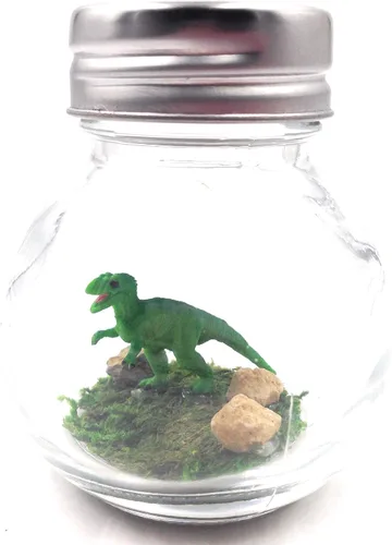 Miniatura 2 de Mini escritorio de dinosaurio de 1 pulgada T-Rex verde para mascotas con certificado de adopción